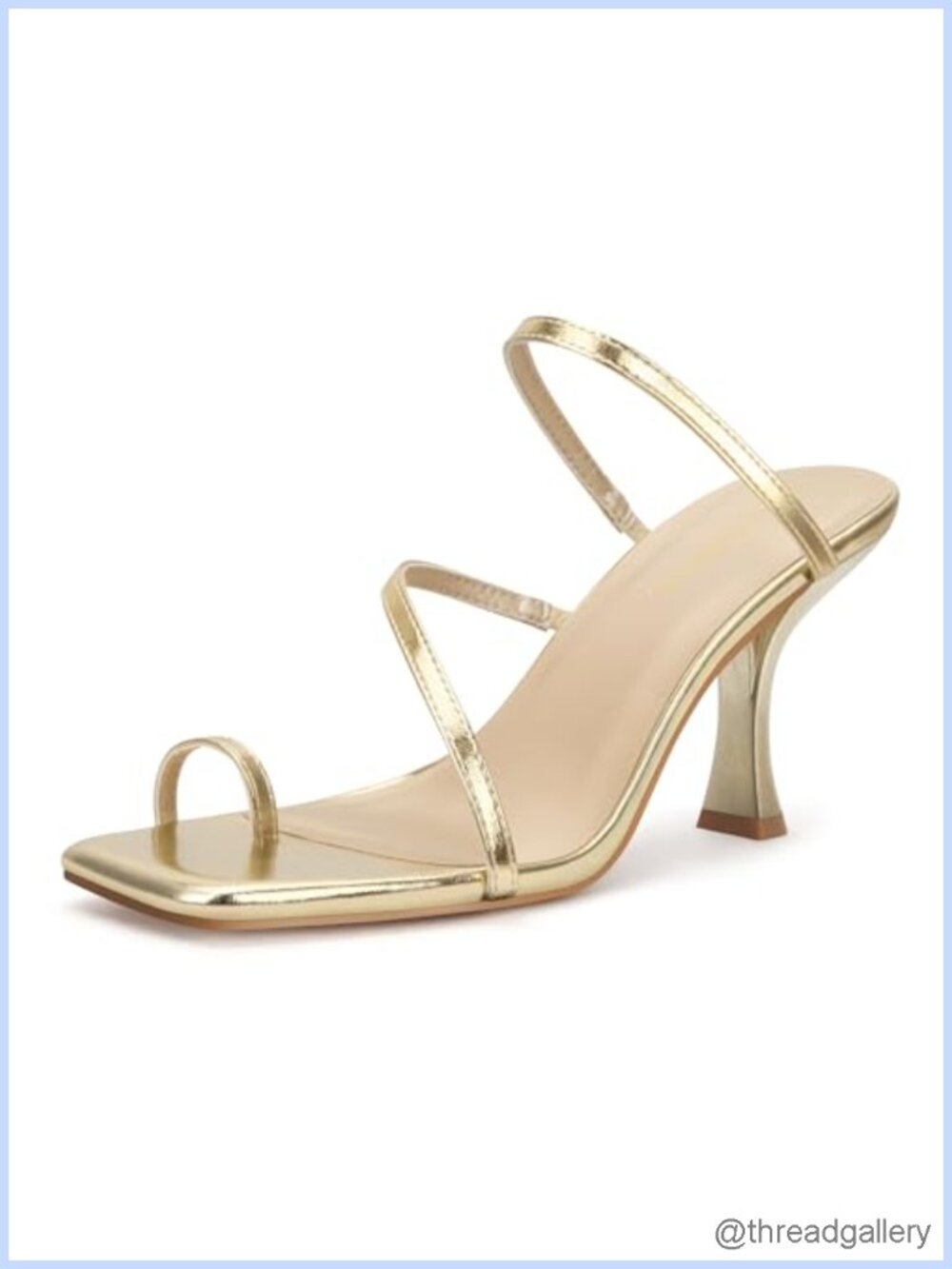 Square Toe Heeled Sandals Strappy Kitten Heels Party Slide